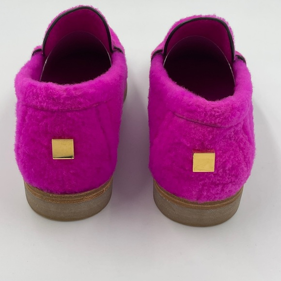Stuart Weitzman RARE Bromley Spanish Shearling Lambs Wool Loafers Flamingo Pink - Picture 9 of 16